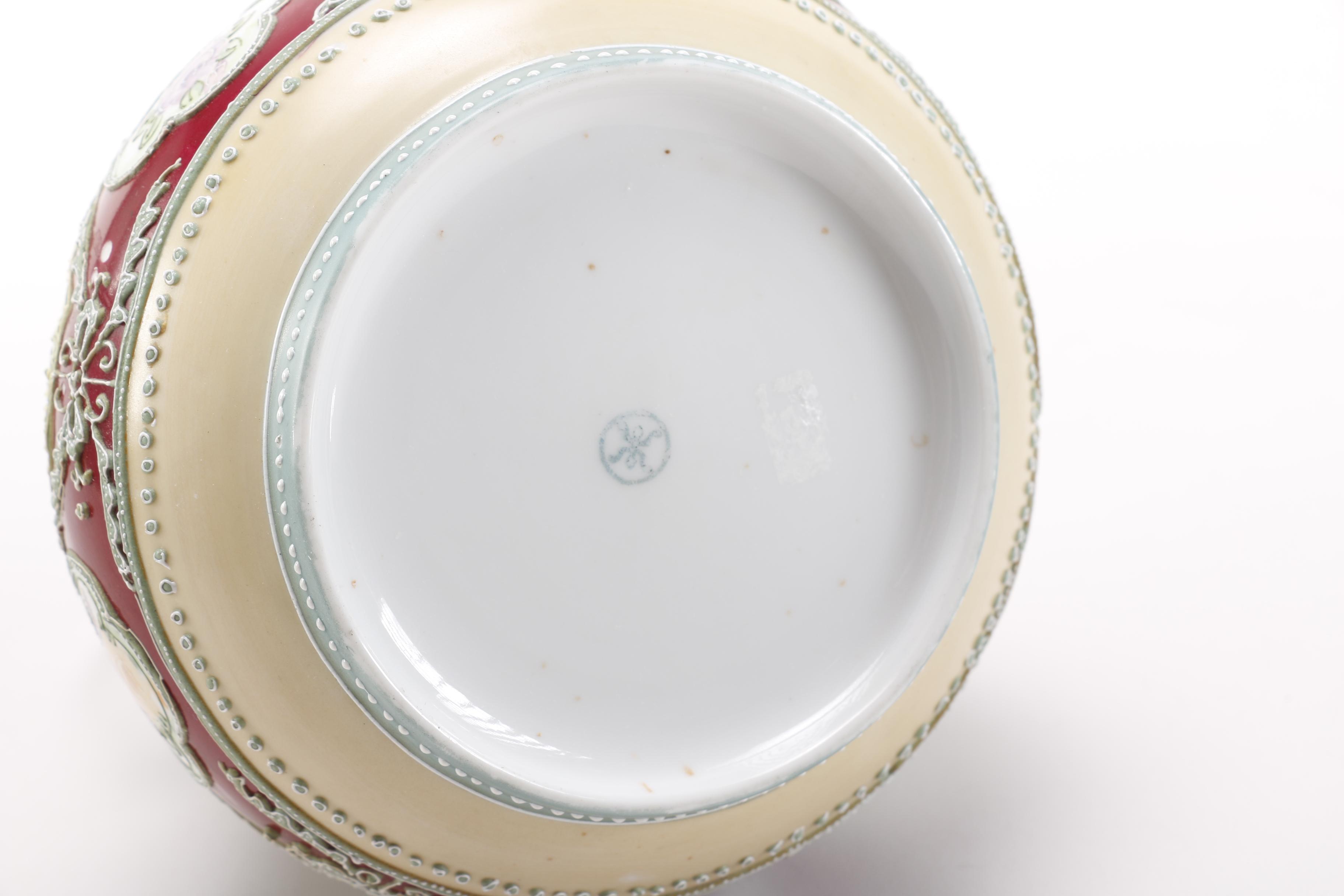 Circa 1902 Noritake Moriage Biscuit Barrel