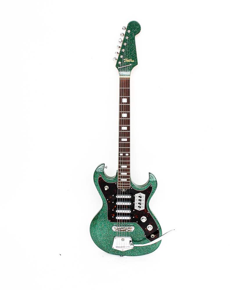 1967 Teisco Tele-Star Guitar in Green Metal Flake Finish