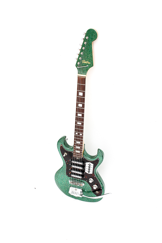 1967 Teisco Tele-Star Guitar in Green Metal Flake Finish