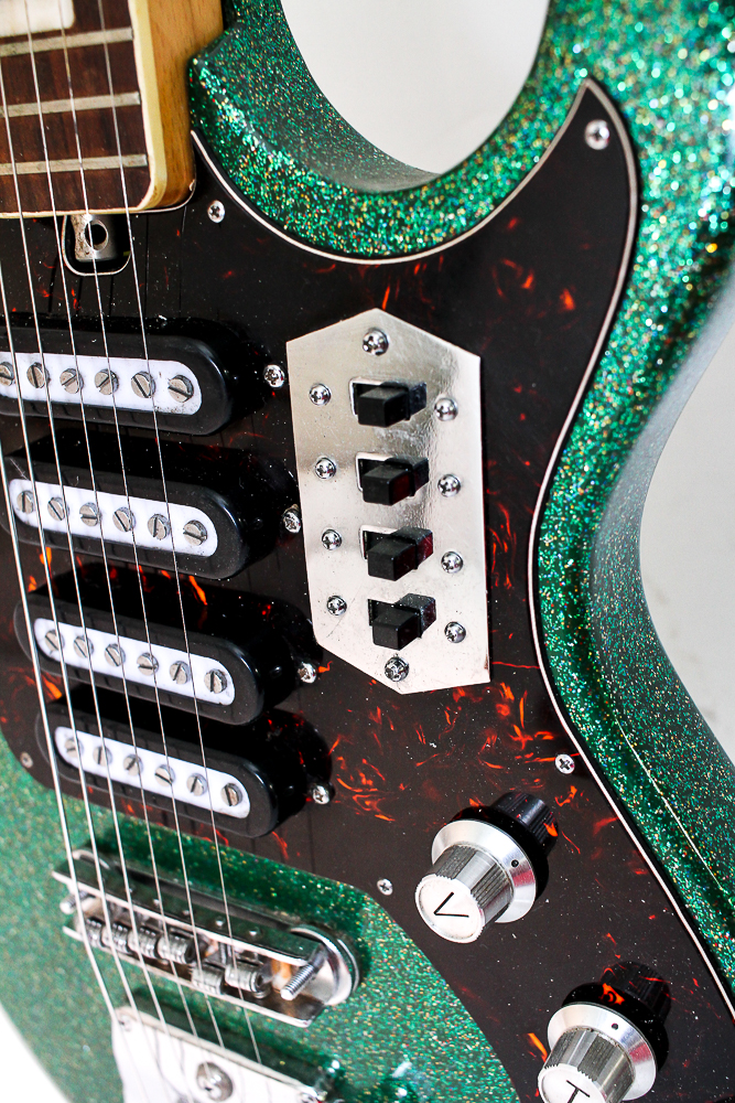 1967 Teisco Tele-Star Guitar in Green Metal Flake Finish