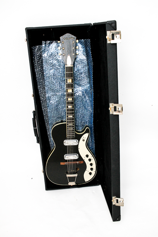 Vintage Black Silvertone Electric Guitar and Case