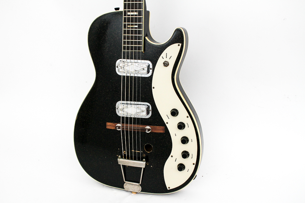 Vintage Black Silvertone Electric Guitar and Case