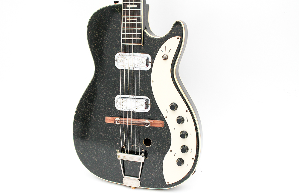 Vintage Black Silvertone Electric Guitar and Case