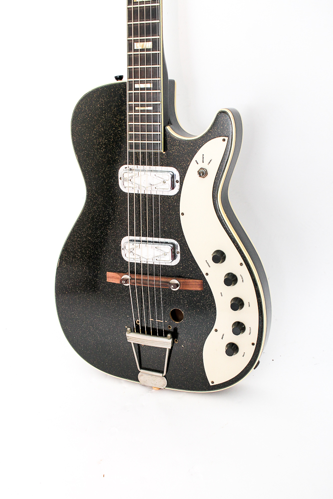 Vintage Black Silvertone Electric Guitar and Case