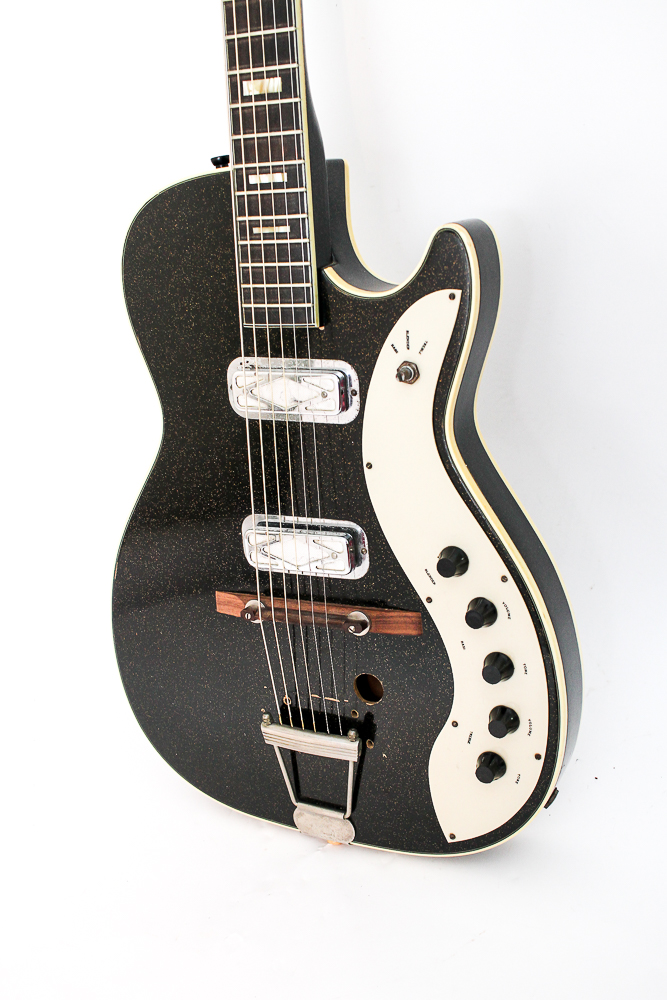 Vintage Black Silvertone Electric Guitar and Case