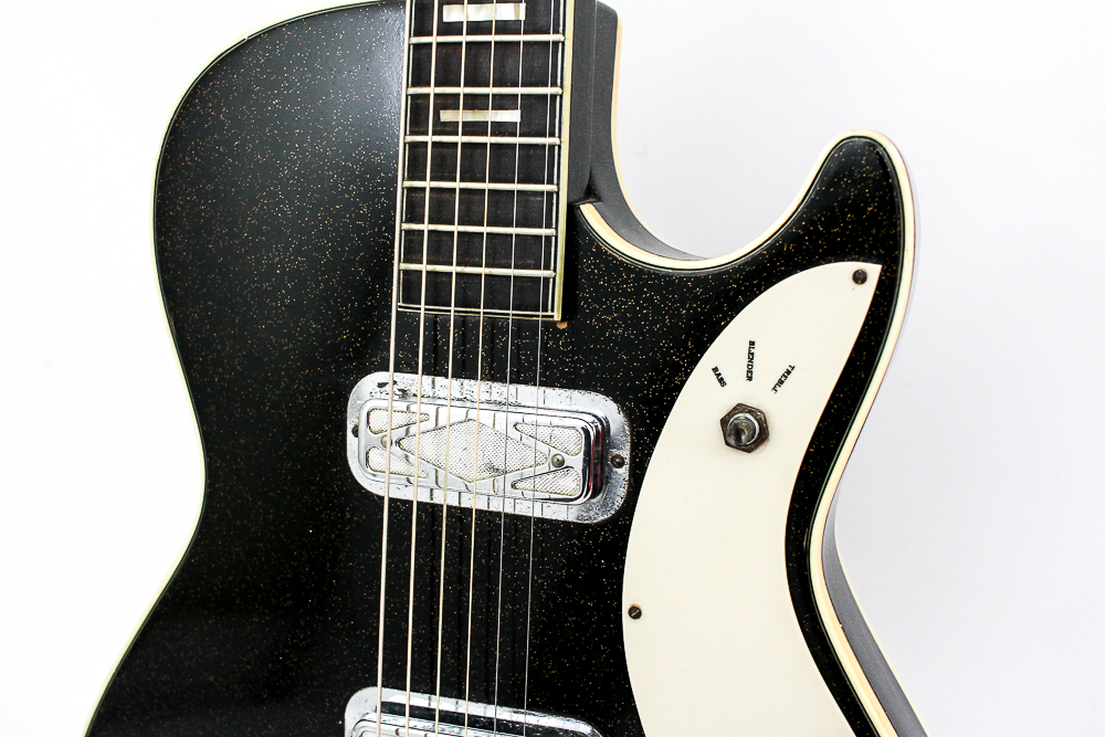 Vintage Black Silvertone Electric Guitar and Case