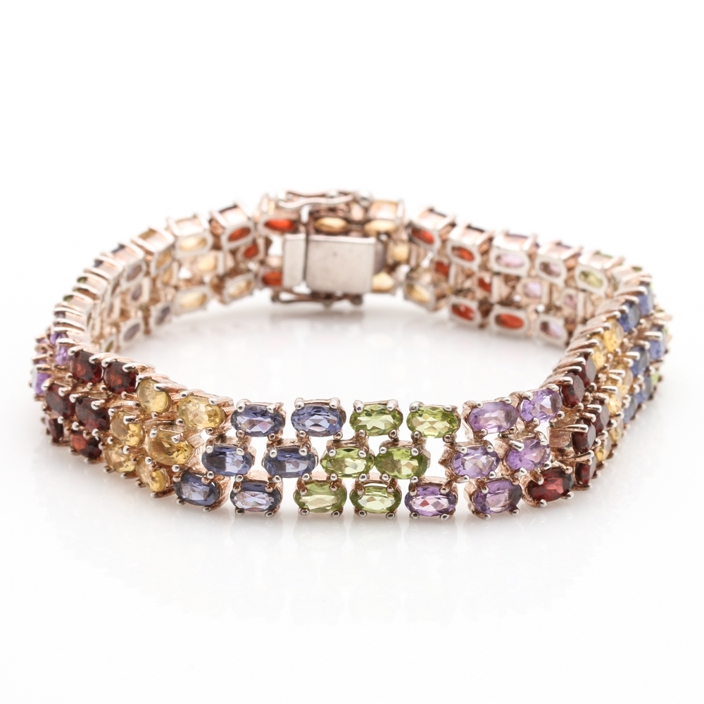 Sterling Silver and Stone Tennis Bracelets