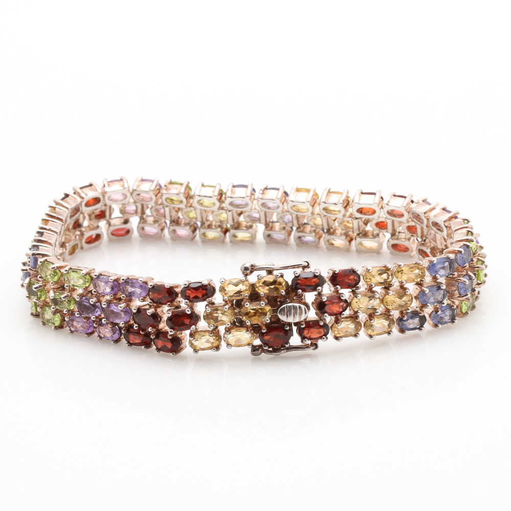 Sterling Silver and Stone Tennis Bracelets