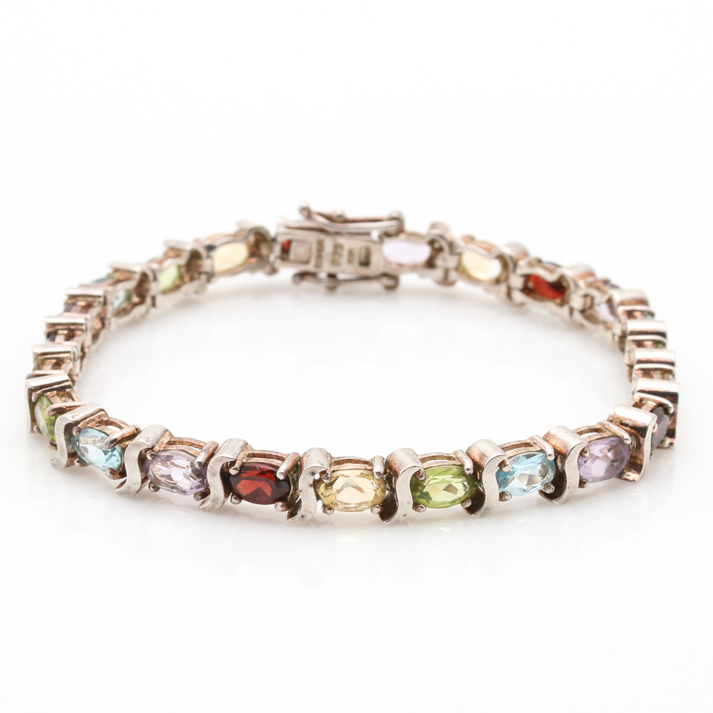 Sterling Silver and Stone Tennis Bracelets