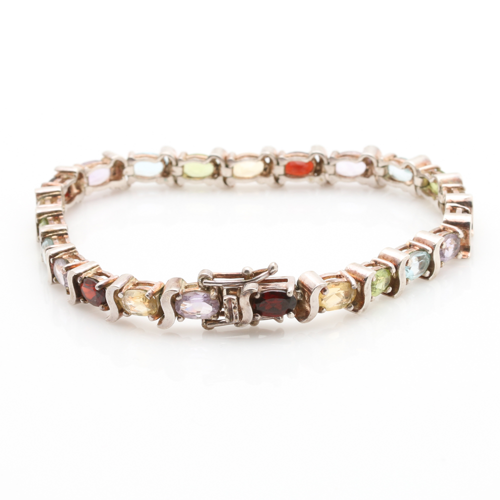 Sterling Silver and Stone Tennis Bracelets