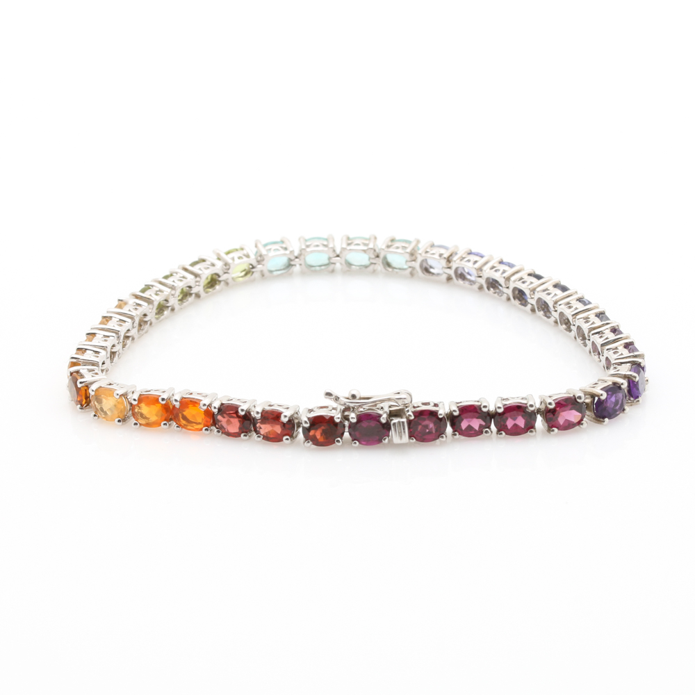 Sterling Silver and Stone Tennis Bracelets