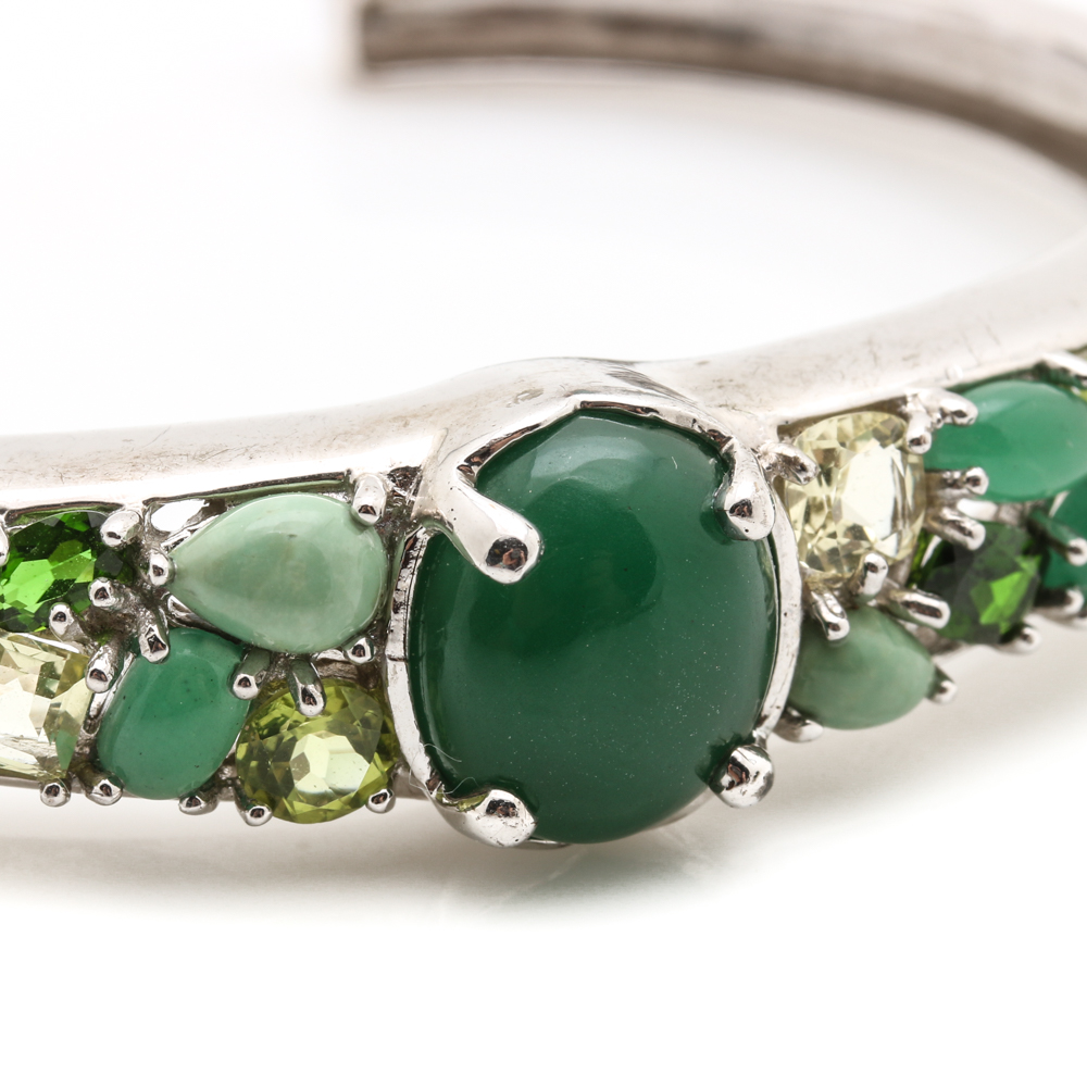 Sterling Silver and Green Gemstone Jewelry