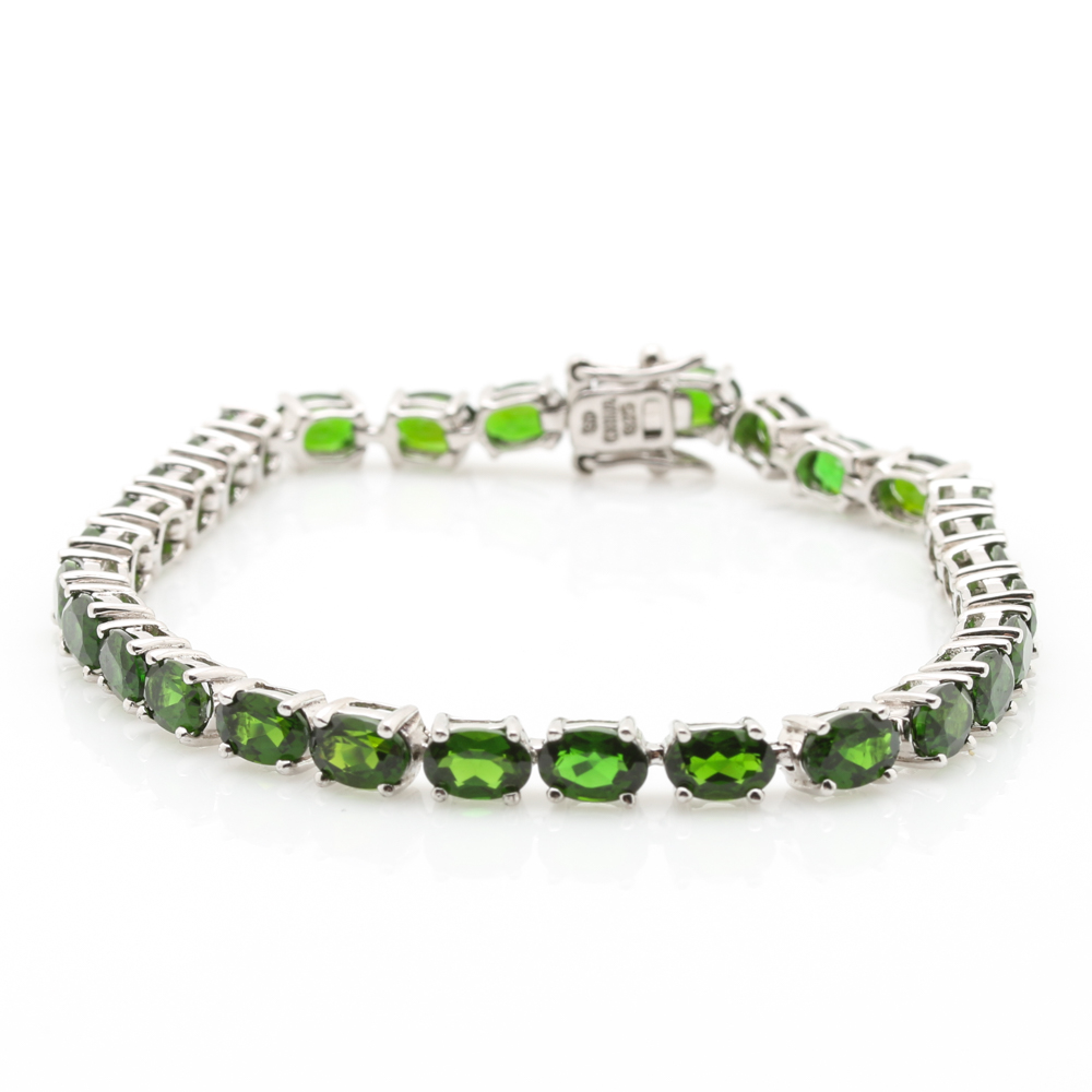 Sterling Silver and Green Gemstone Jewelry