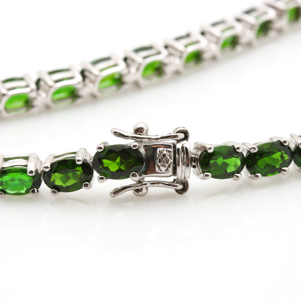 Sterling Silver and Green Gemstone Jewelry
