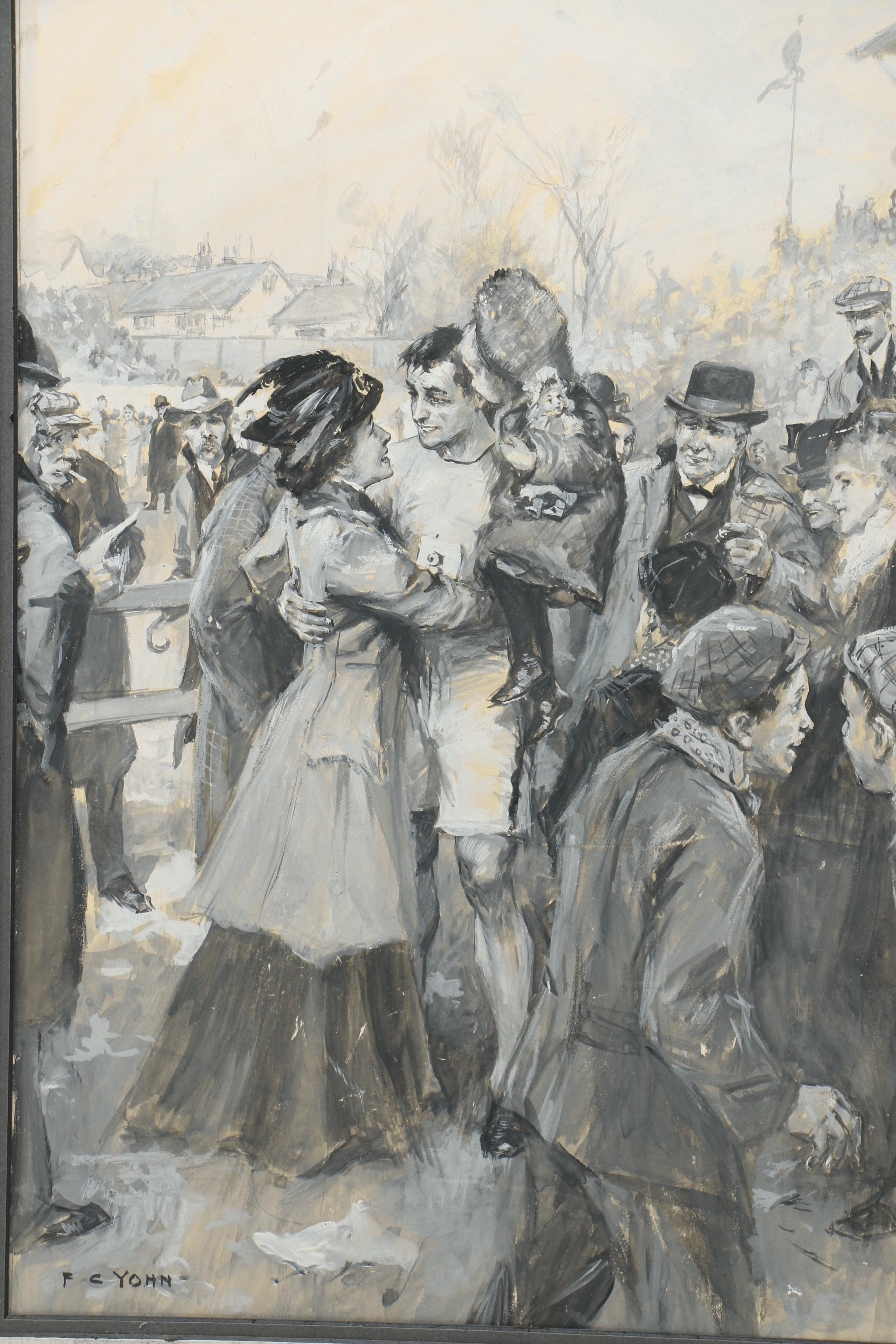 Frederick Coffay Yohn Ink and Gouache Painting "Christmas Handicap"