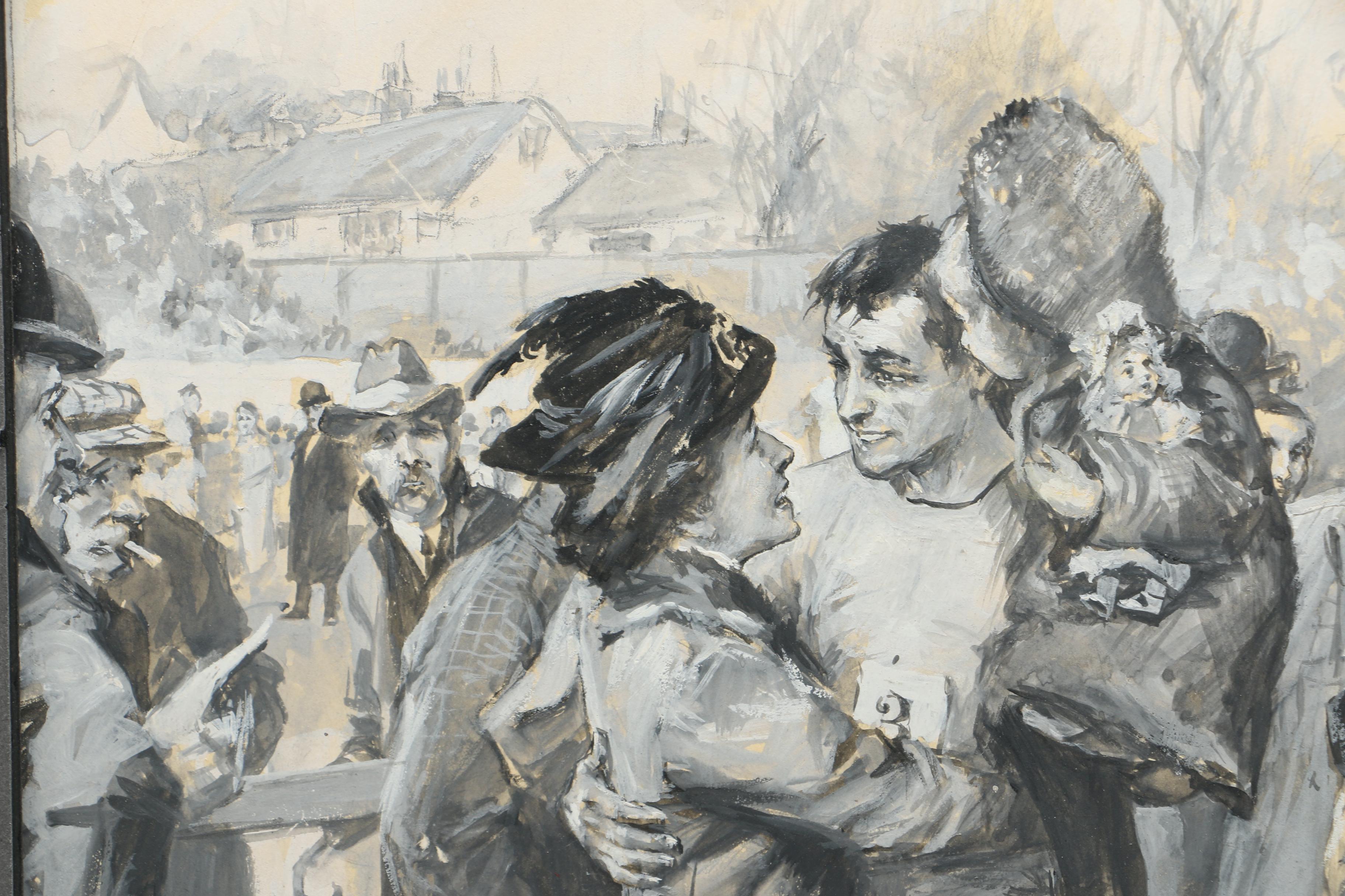 Frederick Coffay Yohn Ink and Gouache Painting "Christmas Handicap"