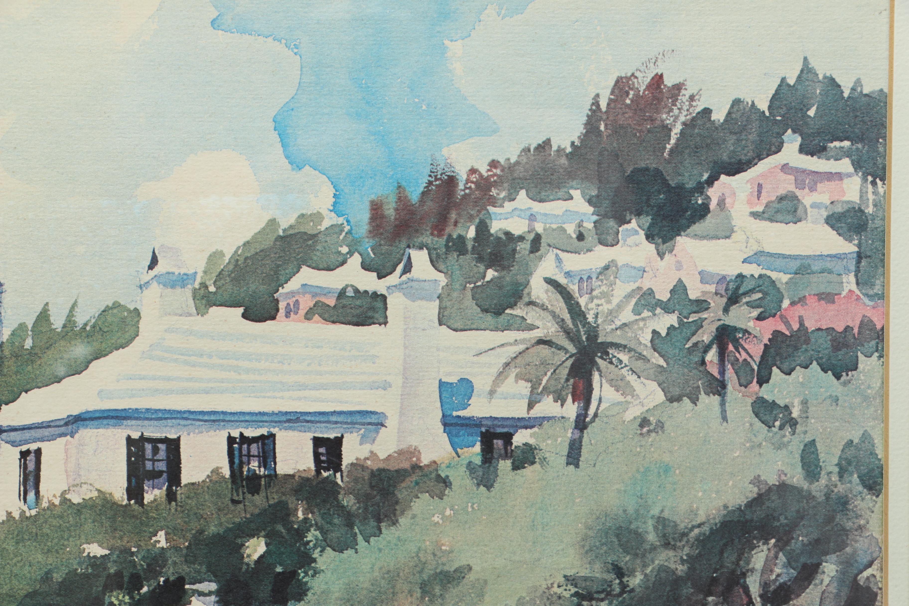 Vern Tremewan Offset Lithograph of "20th Century Bermuda"