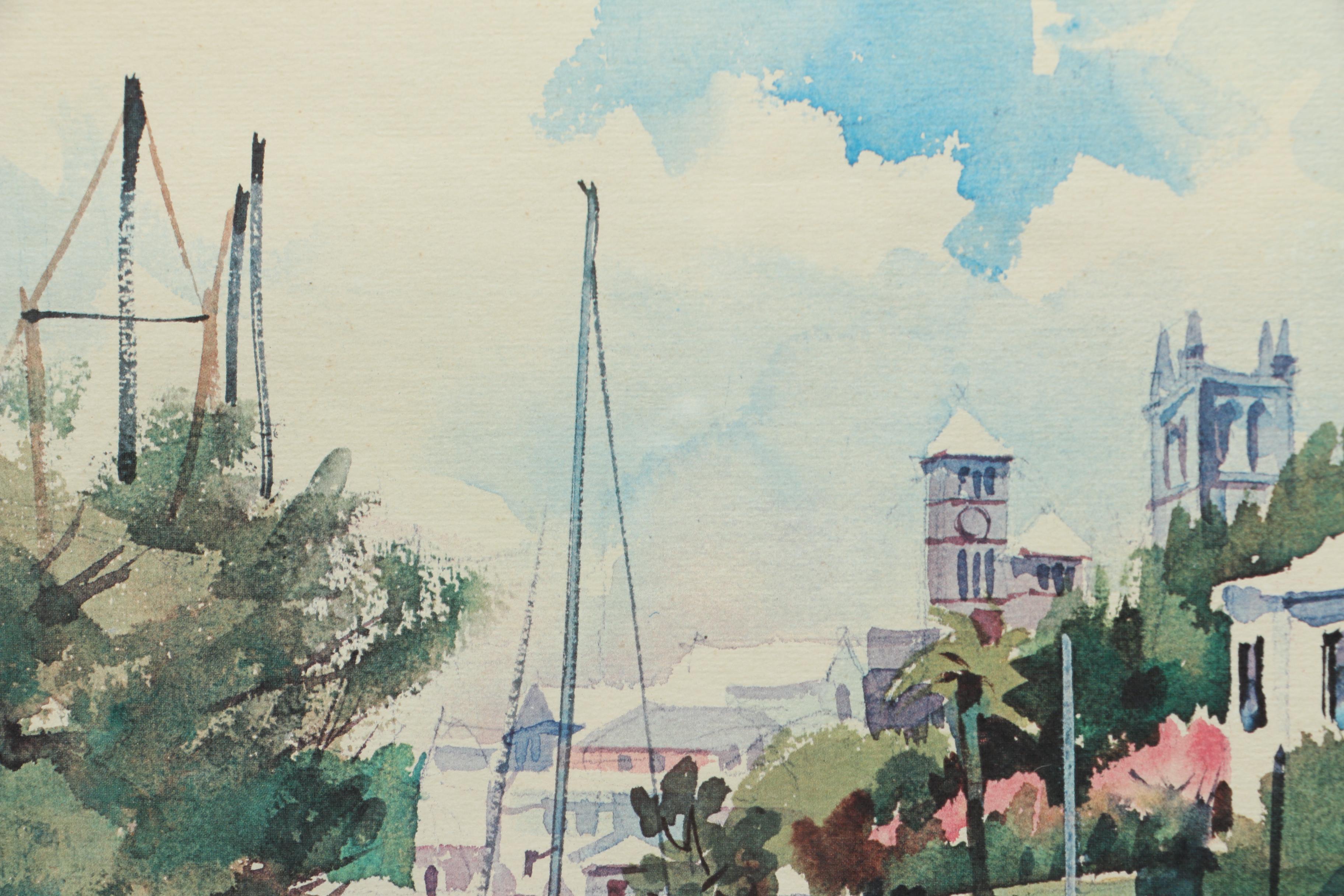 Vern Tremewan Offset Lithograph of "20th Century Bermuda"