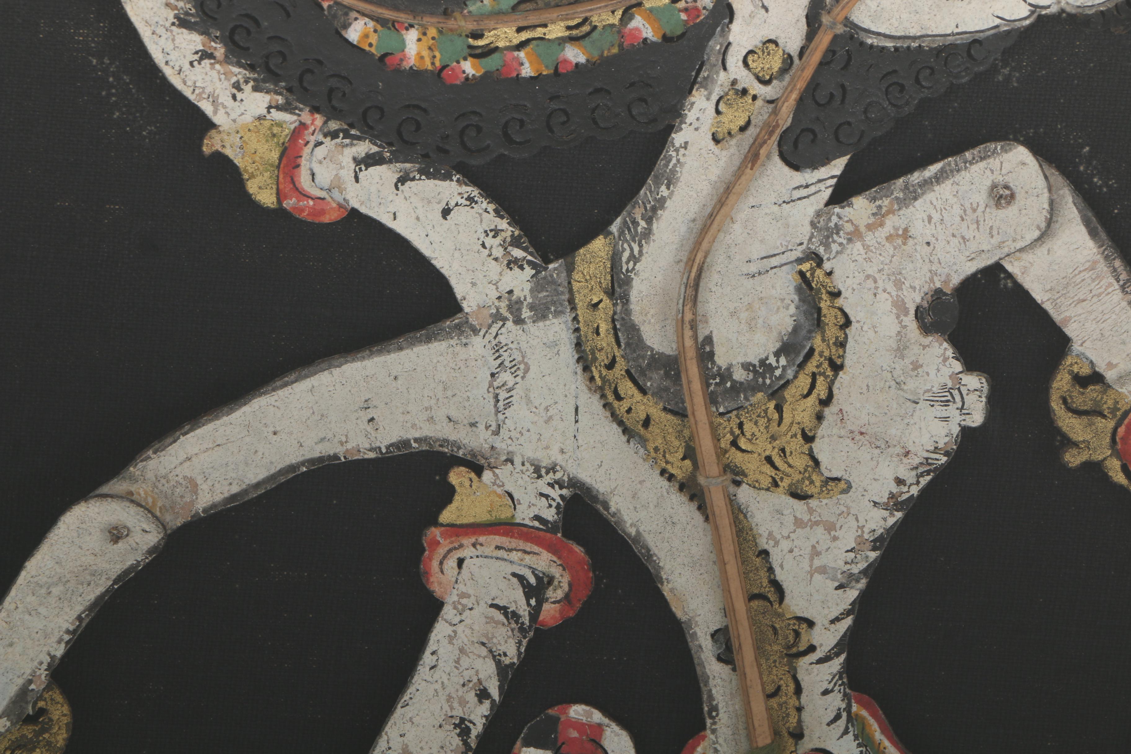 Antique Hand-Painted Indonesian Wayang Kulit Shadow Puppet