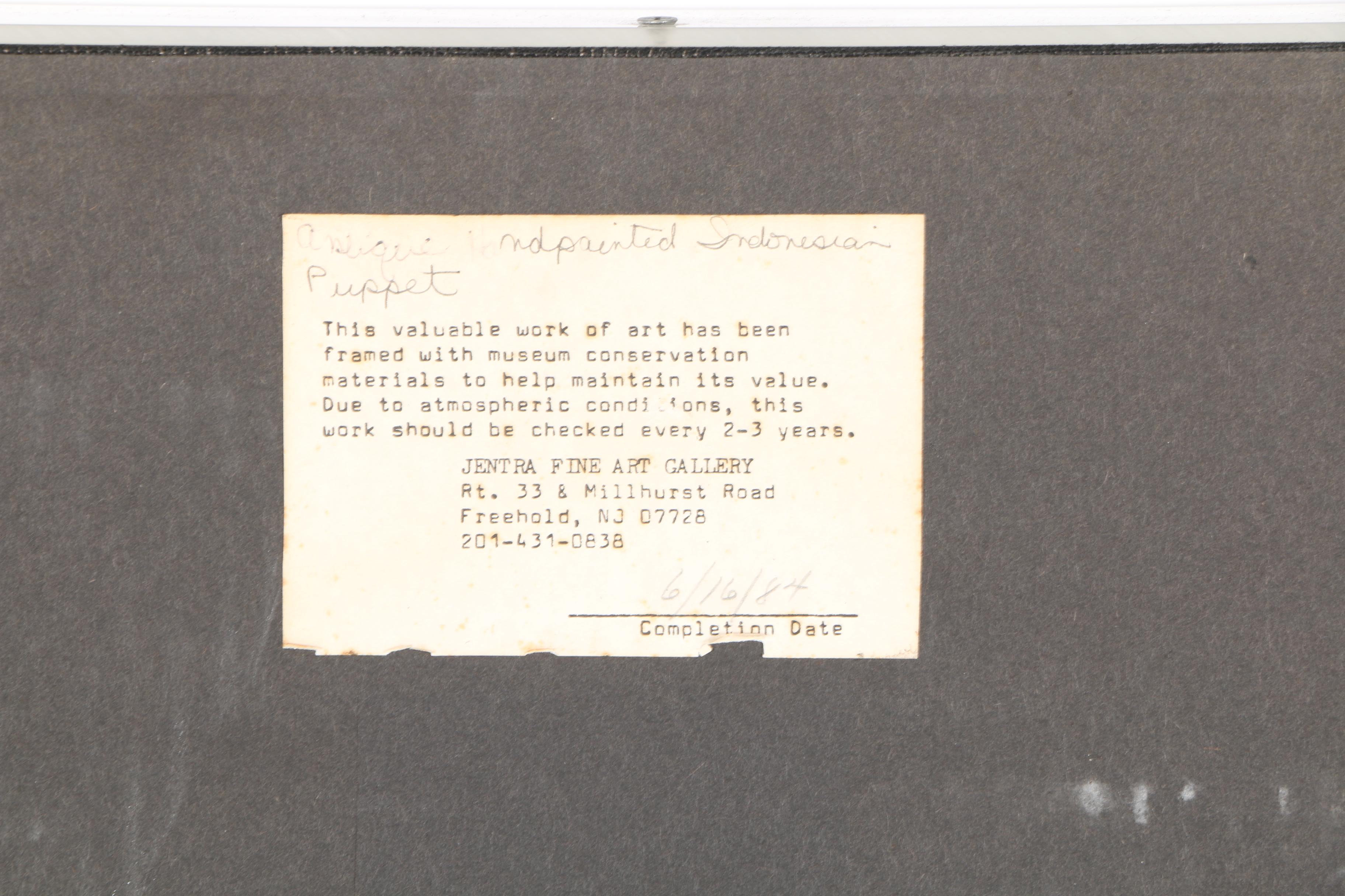 Antique Hand-Painted Indonesian Wayang Kulit Shadow Puppet