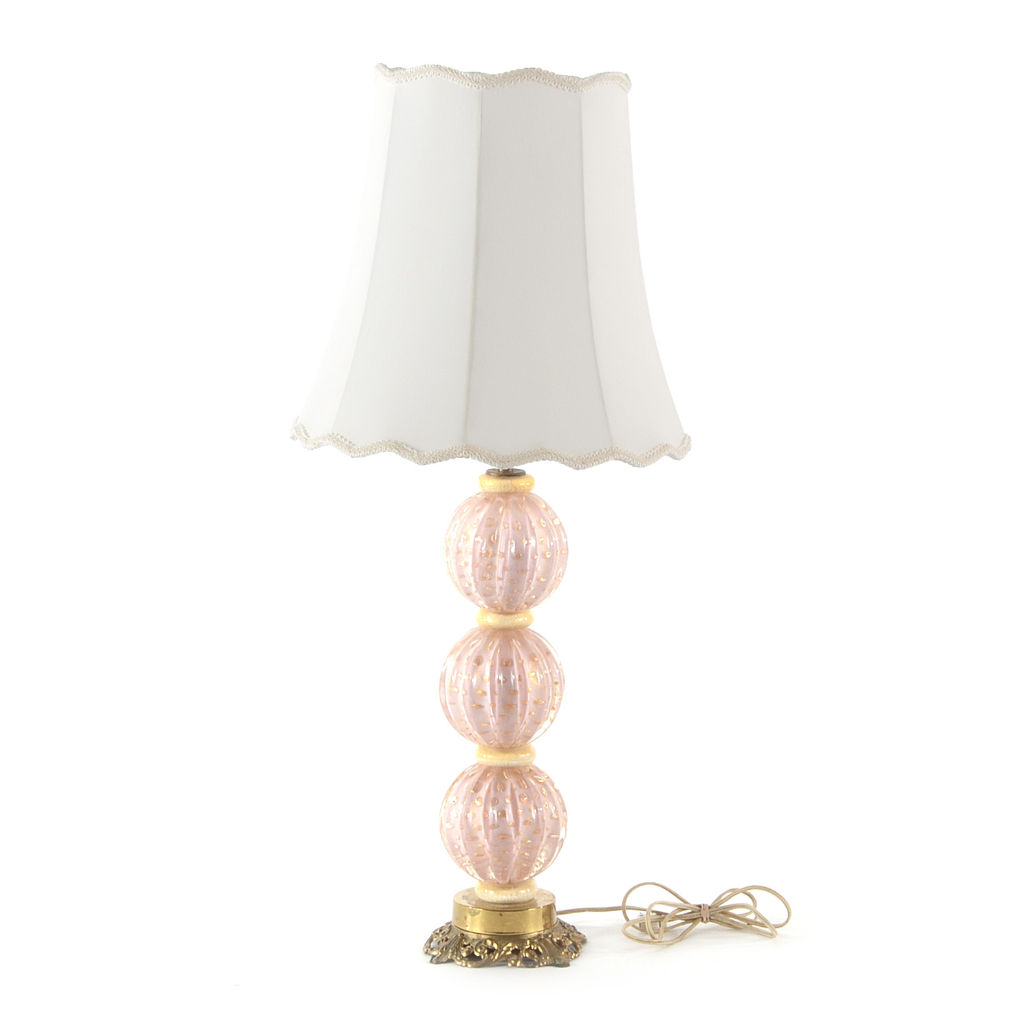 Italian Barovier and Toso Murano Lamp with Shade