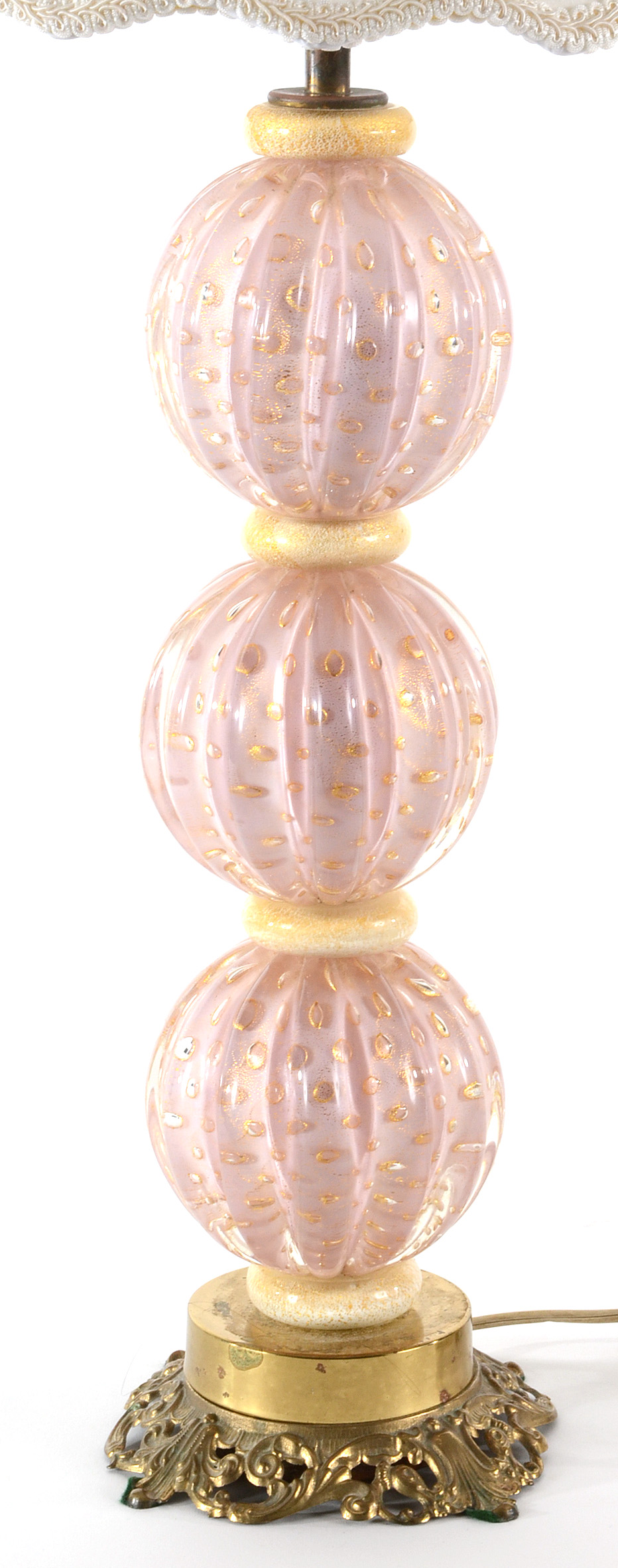 Italian Barovier and Toso Murano Lamp with Shade