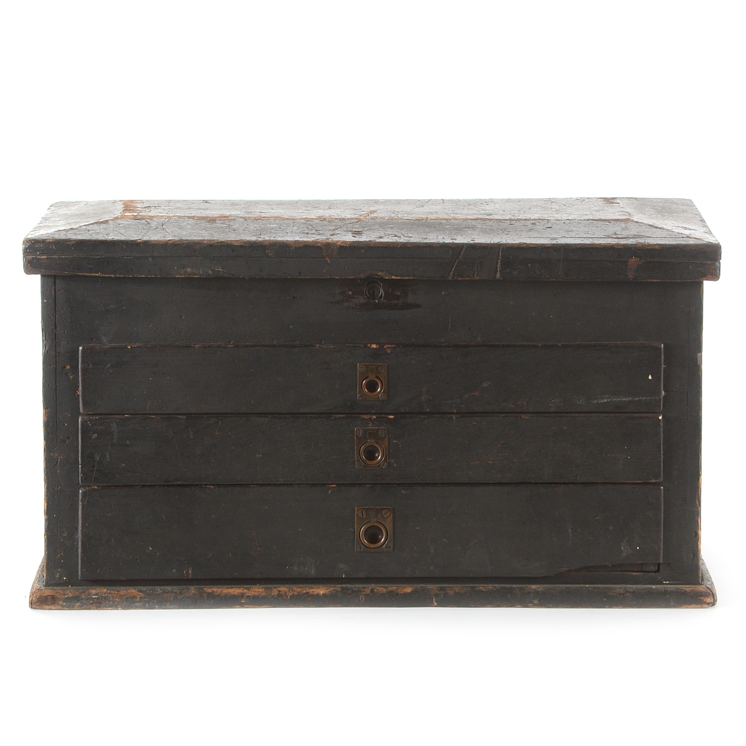 Antique Black Wooden Tool Chest