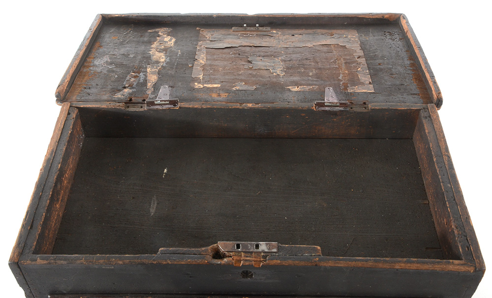 Antique Black Wooden Tool Chest