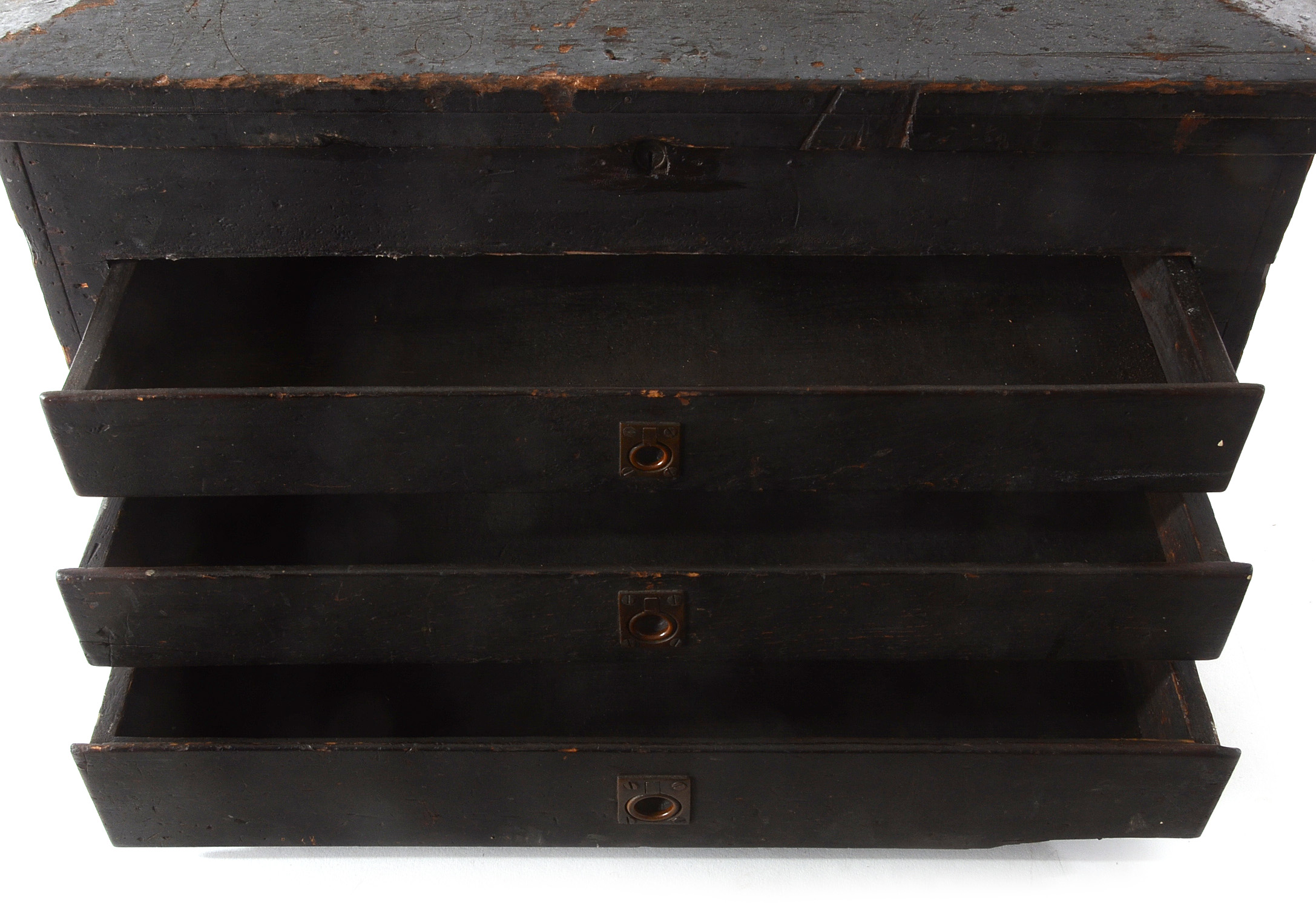 Antique Black Wooden Tool Chest