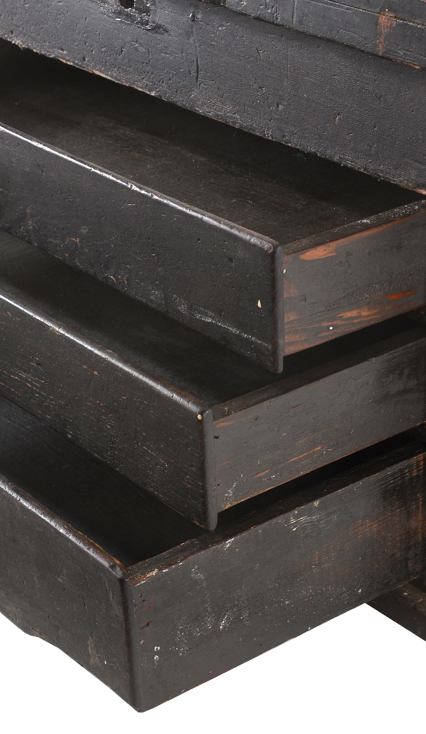 Antique Black Wooden Tool Chest