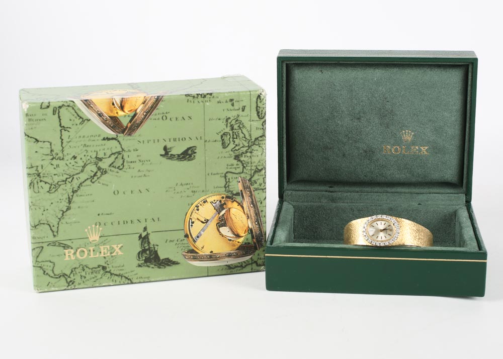 Vintage 14K Yellow Gold and Diamond Rolex Watch