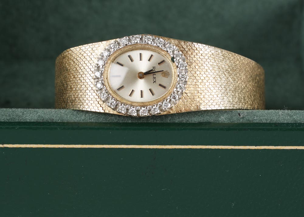 Vintage 14K Yellow Gold and Diamond Rolex Watch