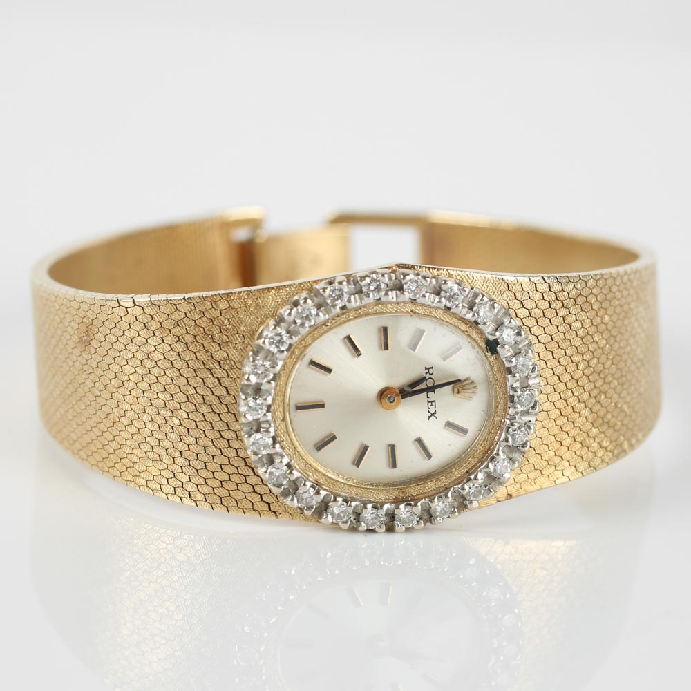 Vintage 14K Yellow Gold and Diamond Rolex Watch