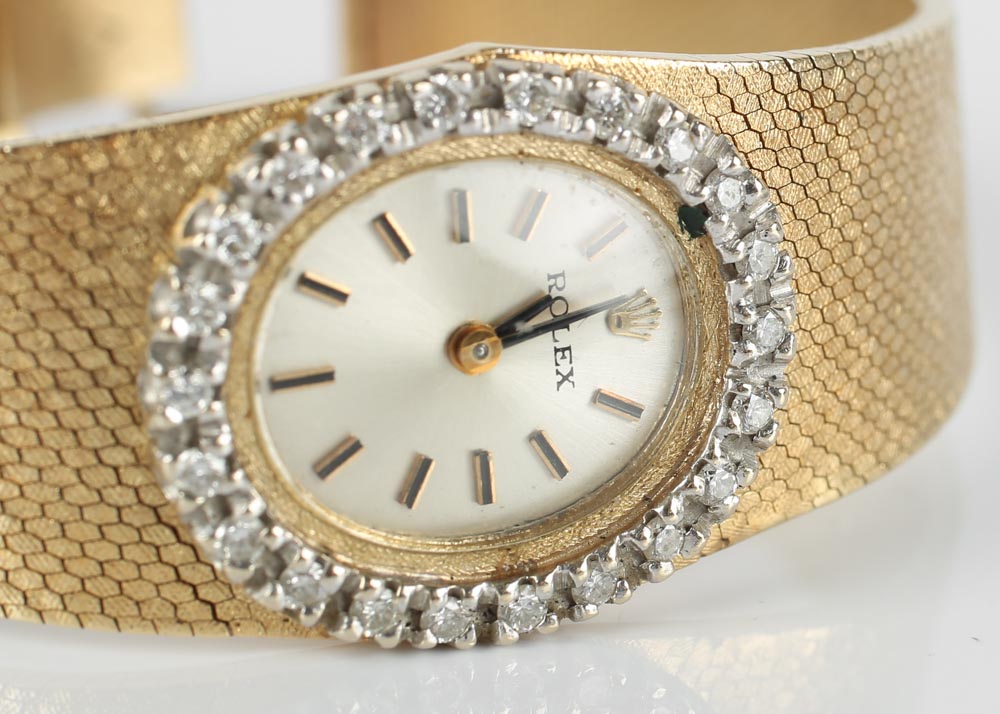 Vintage 14K Yellow Gold and Diamond Rolex Watch