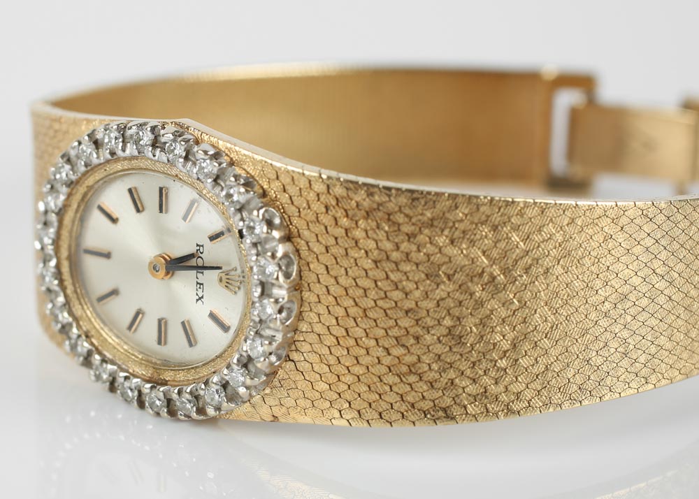 Vintage 14K Yellow Gold and Diamond Rolex Watch