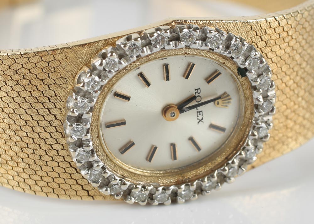 Vintage 14K Yellow Gold and Diamond Rolex Watch