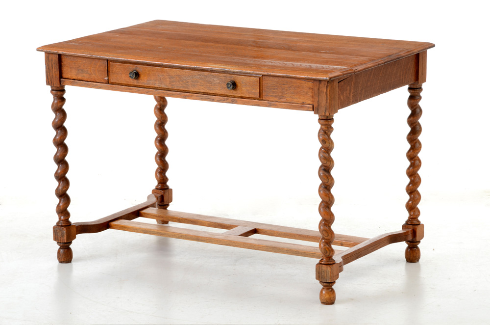 Oak Barley-Twist Leg Library Table