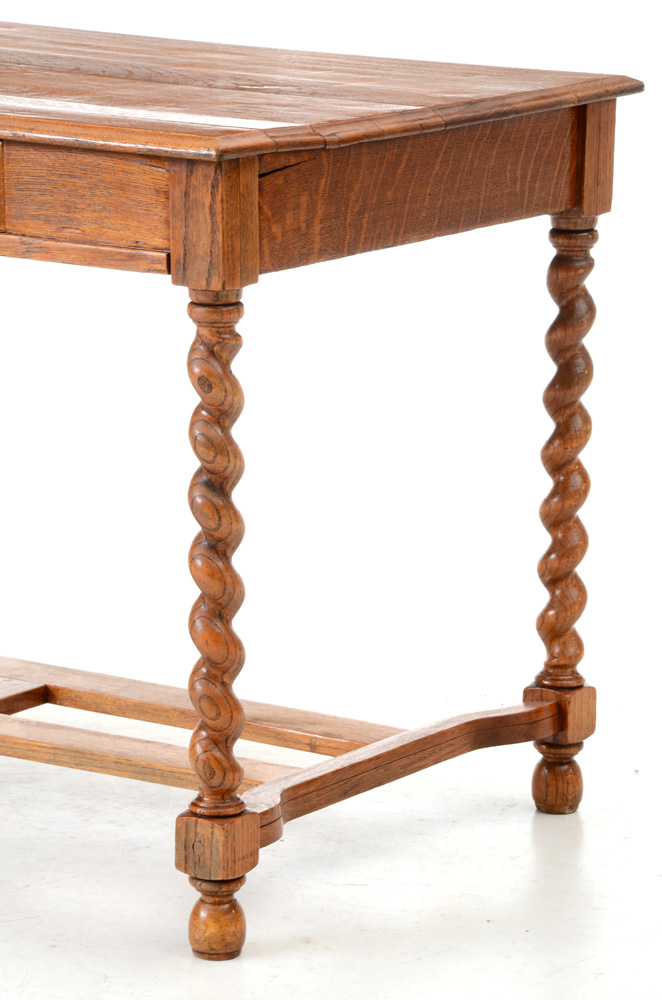 Oak Barley-Twist Leg Library Table