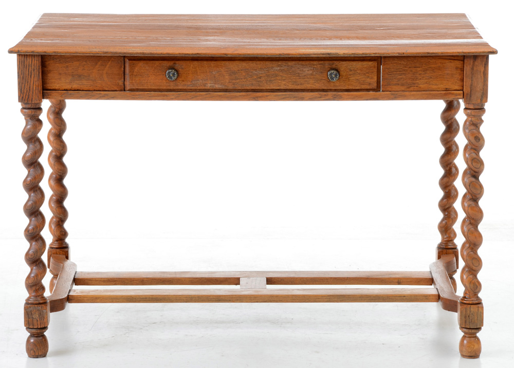 Oak Barley-Twist Leg Library Table