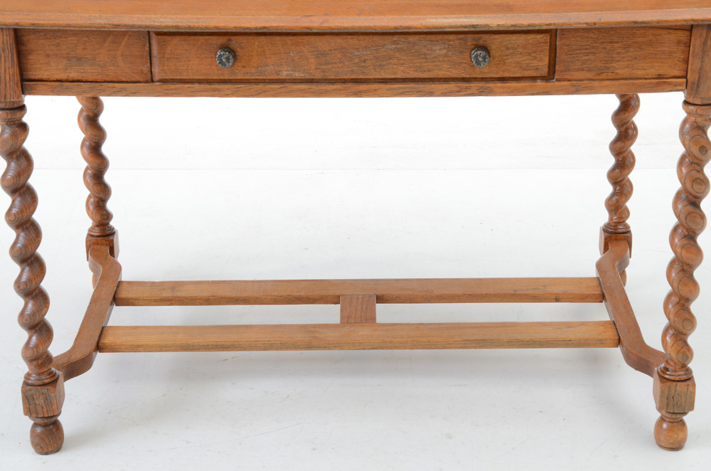 Oak Barley-Twist Leg Library Table