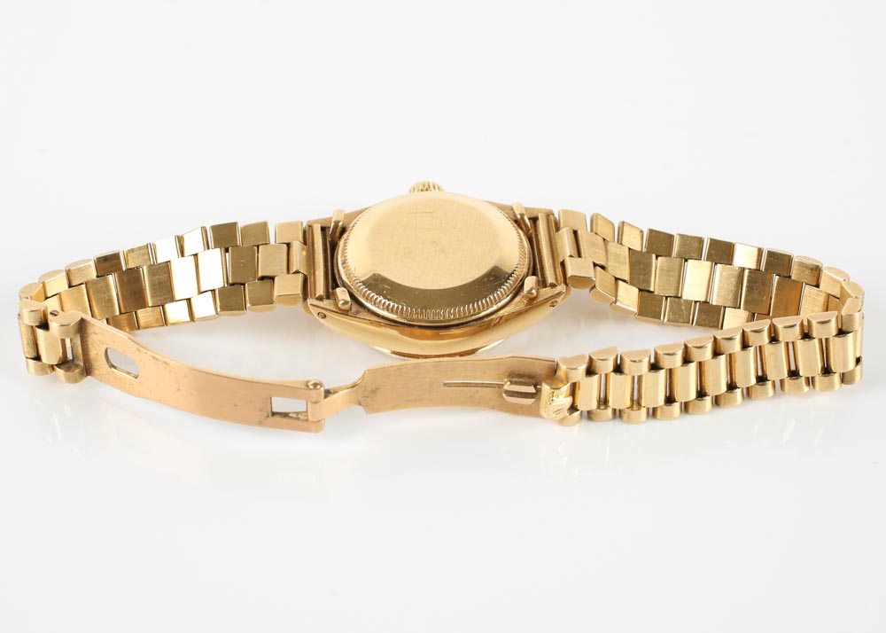 Women's 18K Yellow Gold and Diamond Vintage Rolex Oyster Watch