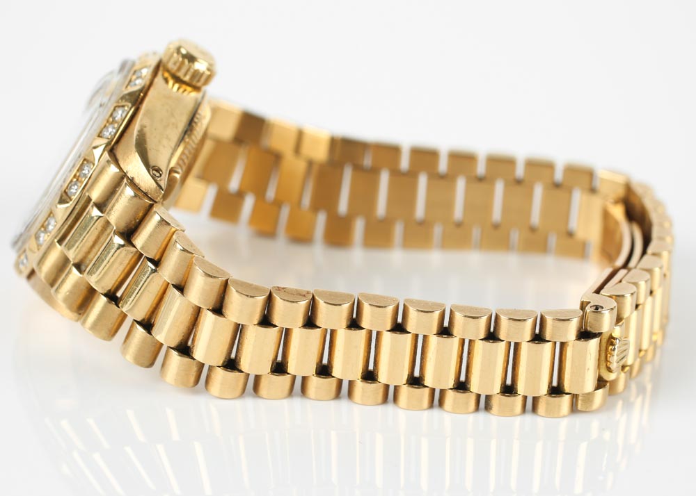 Women's 18K Yellow Gold and Diamond Vintage Rolex Oyster Watch