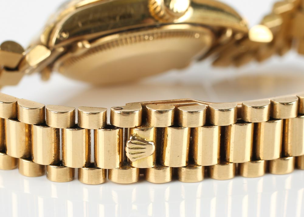 Women's 18K Yellow Gold and Diamond Vintage Rolex Oyster Watch