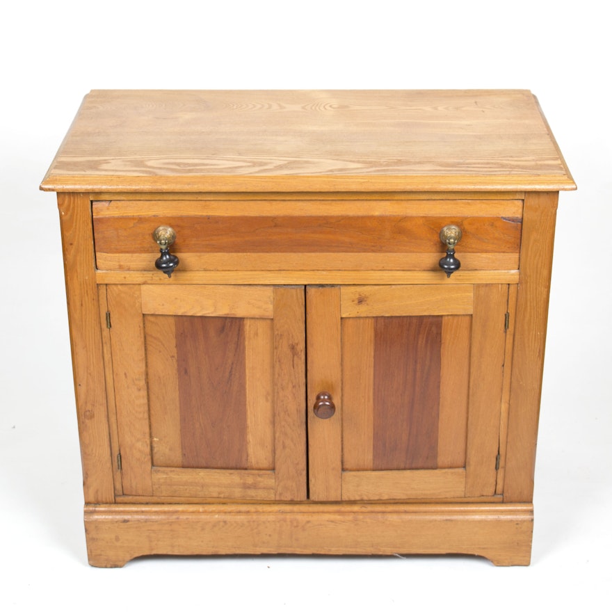 Antique Hall Cabinet With Mixed Woods