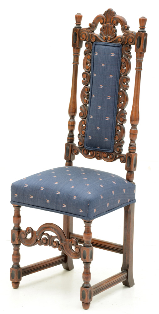 Carved Walnut High-Back Victorian Chair