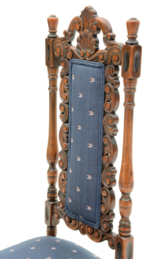 Carved Walnut High-Back Victorian Chair