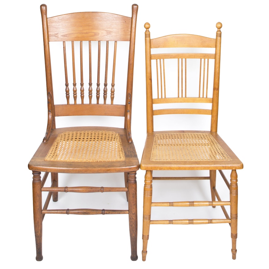 Pair of Cherry Chairs With Caned Seats