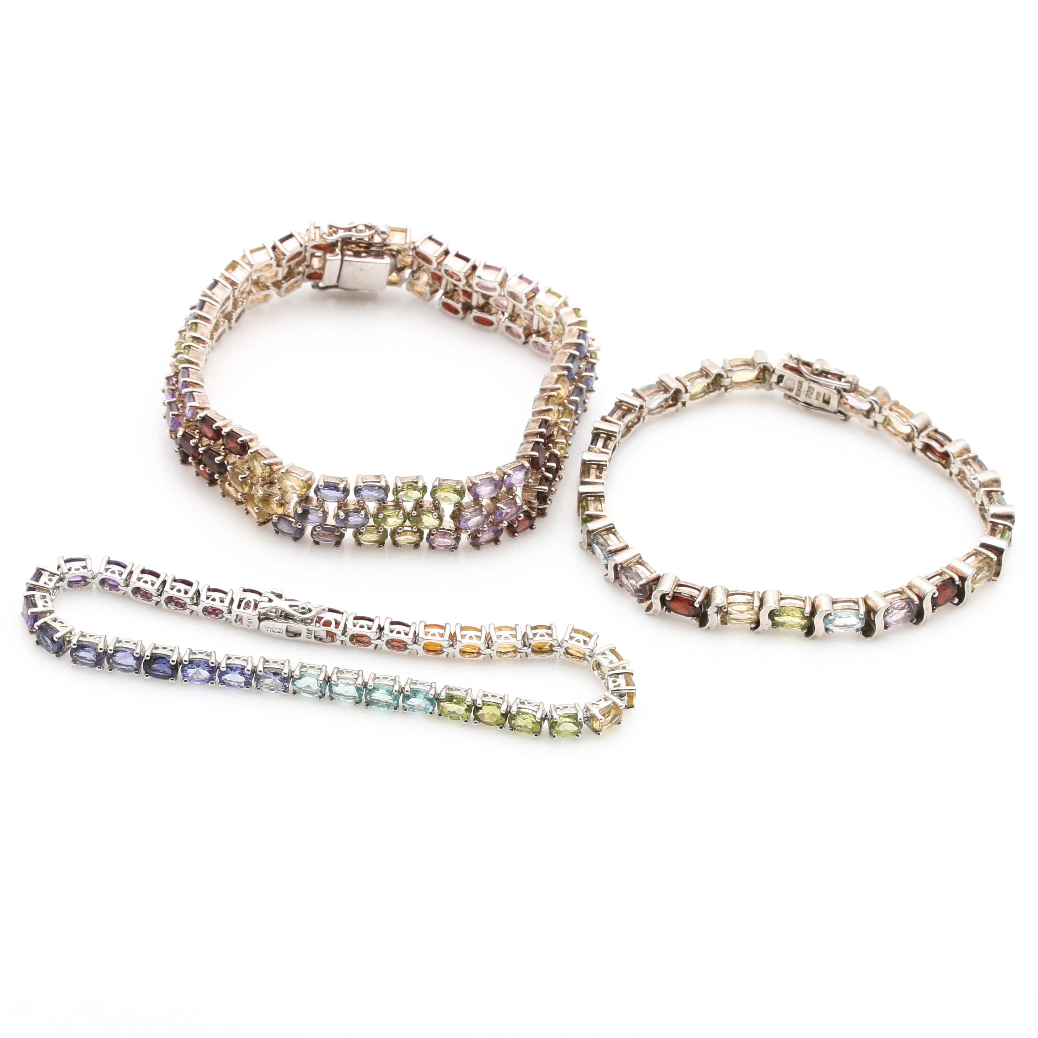 Sterling Silver and Stone Tennis Bracelets