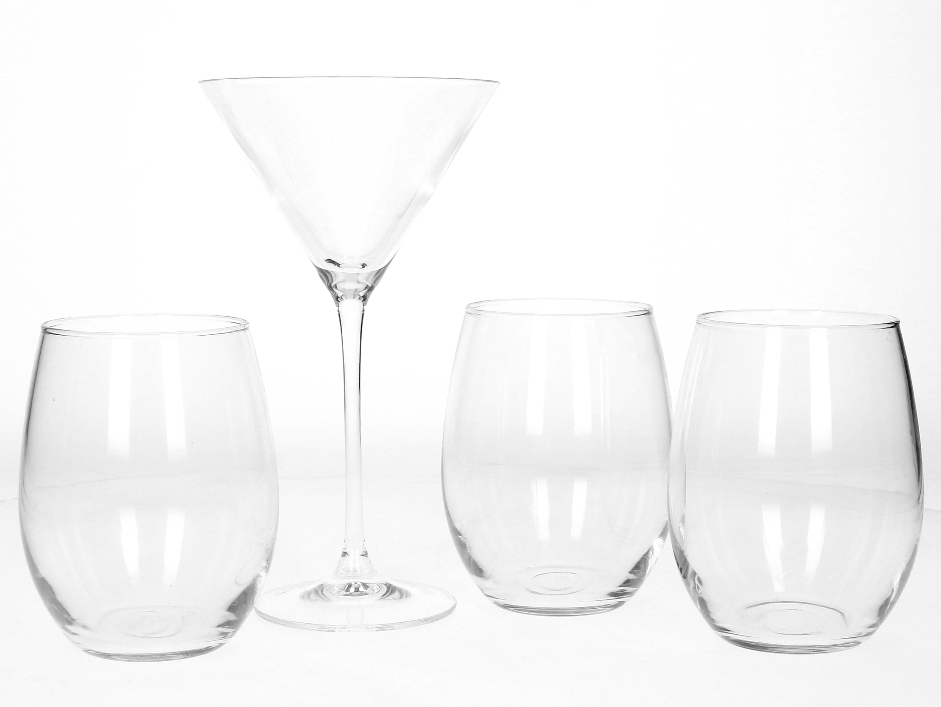 Variety of Glass Barware and Kitchen Items
