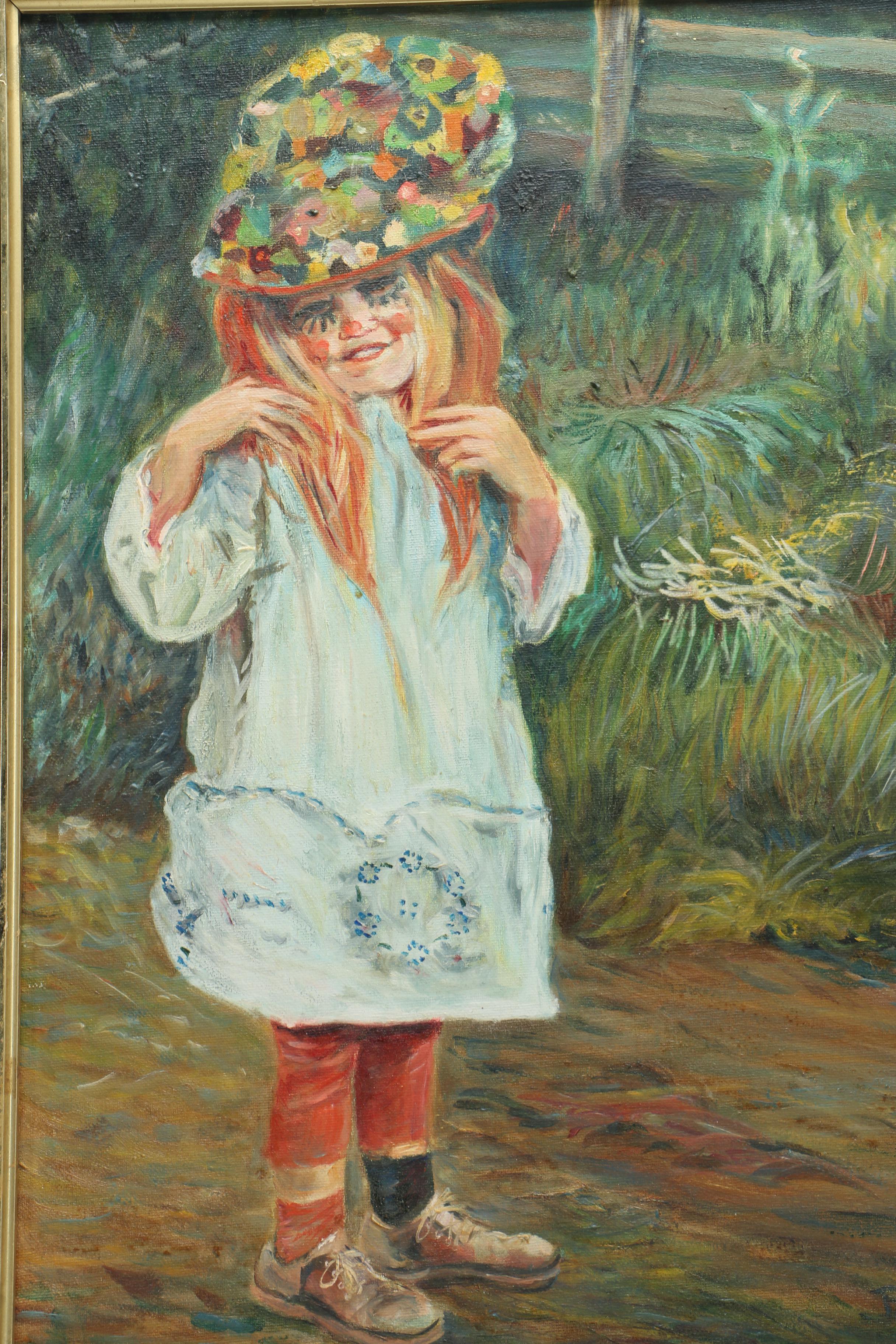 Bosworth Oil Painting on Canvas of a Young Girl With a Painted Face